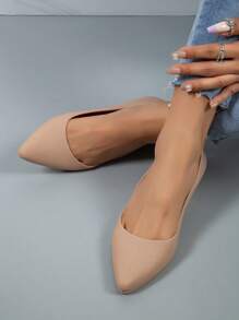 Women Point Toe Wedge Shoes, Elegant Outdoor PVC Court Wedges - Apricot - View 4