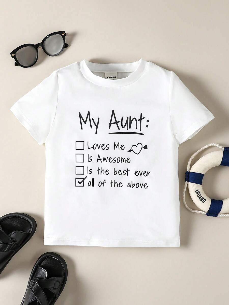 SHEIN Young Boy Slogan Graphic Tee - White - View 1