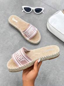 Styleloop Sandalias con estampado de letra con tira - Rosa - Ver 6