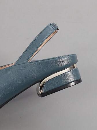 Fashion Blue Flats For Women, Ruched Detail Point Toe Slingback Flats