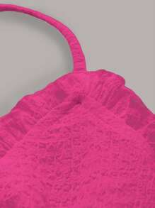 SHEIN MOD Frill Trim Tie Front Cami Top - Hot Pink - View 3