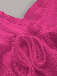SHEIN MOD Frill Trim Tie Front Cami Top - Hot Pink - View 4