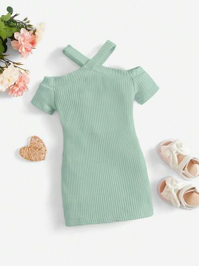 SHEIN 嬰兒挖肩條紋針織連衣裙