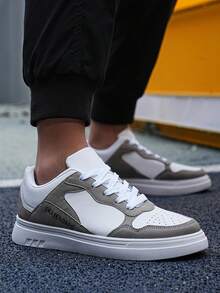 Men Colorblock Skate Shoes, Lace-up Front Sporty Sneakers - Multicolor - View 3