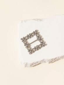 1pc Women Rhinestone Square Design Glamorous Belt Buckle For Daily Decoration - Silver - View 2