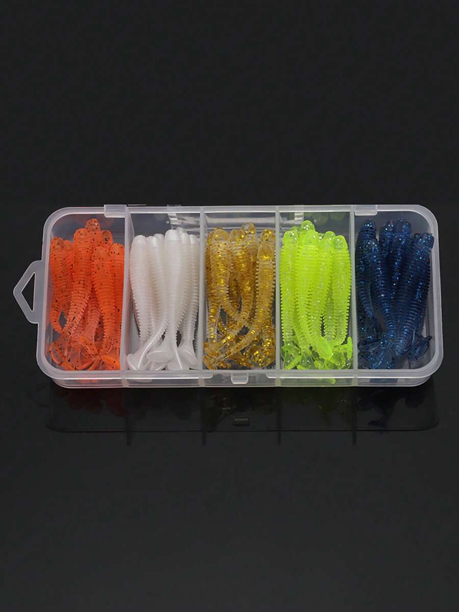 50pcs Paddle Tail Swimbaits T-Tail Wobbler Soft Lure For Bass
