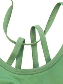 素色後背十字交叉運動型文胸 - 薄荷綠 - 查看 3