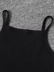 SHEIN Girls Floral Embroidery Mesh Top & Cami Dress - Black - View 5