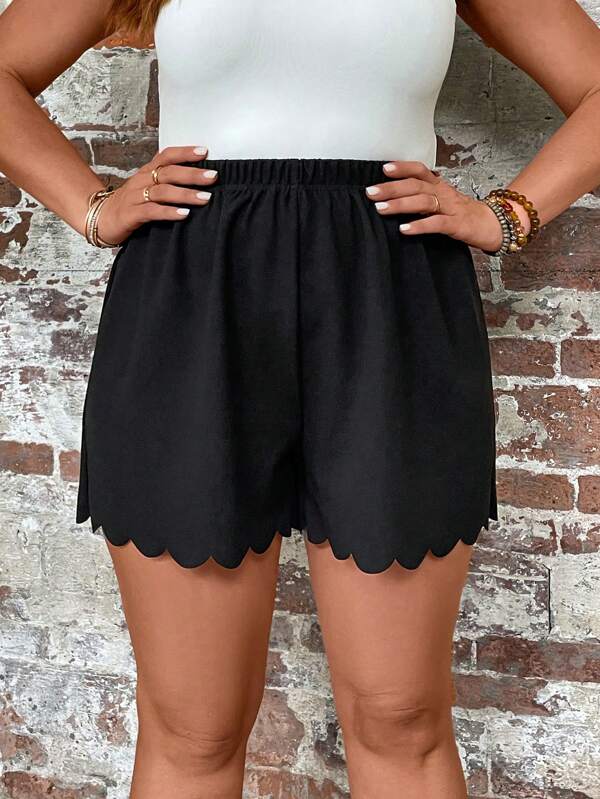 SHEIN LUNE Shorts mit Bogenkante, elastisch Bund