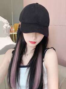 largo recto Peluca sintética con Gorra - Multicolor - Ver 1