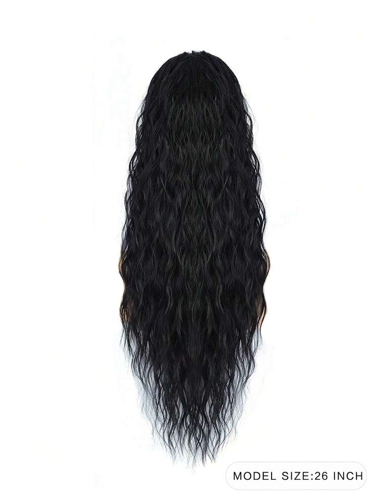 Tóc Dài Xoăn Đuôi Ngựa Tổng Hợp - màu đen - Xem 2