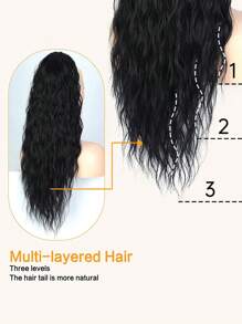 Long Curly Ponytail Synthetic Hair Extension - Black - View 6