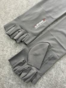 1雙防紫外線防曬霜半指手套帶袖子 - 灰色 - 查看 2