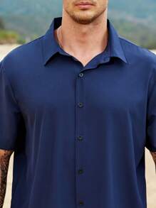 Manfinity Homme Hombres Camisa unicolor con botón