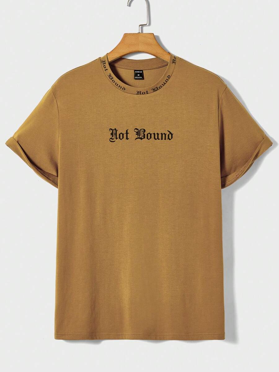 GENTILAND Áo thun & Áo lót Nam Lá thư Giải trí - Màu nâu  Mocha - Xem 1