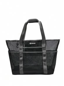 字母圖形沙灘包大容量書包適合畢業生、青少年女孩、新生、大二、初中和高中學生、大學和高中，非常適合戶外、旅行和返校 - 黑色 - 查看 3