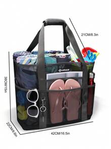 字母圖形沙灘包大容量書包適合畢業生、青少年女孩、新生、大二、初中和高中學生、大學和高中，非常適合戶外、旅行和返校 - 黑色 - 查看 5