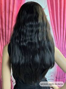 Tóc Giả Tổng Hợp Xoăn Dài Có Bangs - màu đen - Xem 2