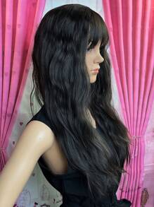 Tóc Giả Tổng Hợp Xoăn Dài Có Bangs - màu đen - Xem 5