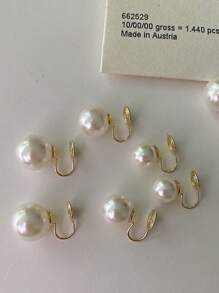 6 cặp/bộ Bông tai ngọc trai dạng kẹp, thích hợp cho nam và nữ, đeo hàng ngày - Vàng - Xem 2