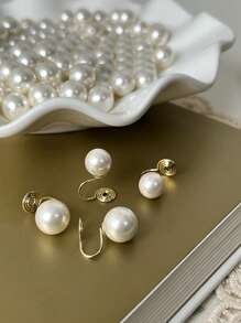 6 cặp/bộ Bông tai ngọc trai dạng kẹp, thích hợp cho nam và nữ, đeo hàng ngày - Vàng - Xem 7