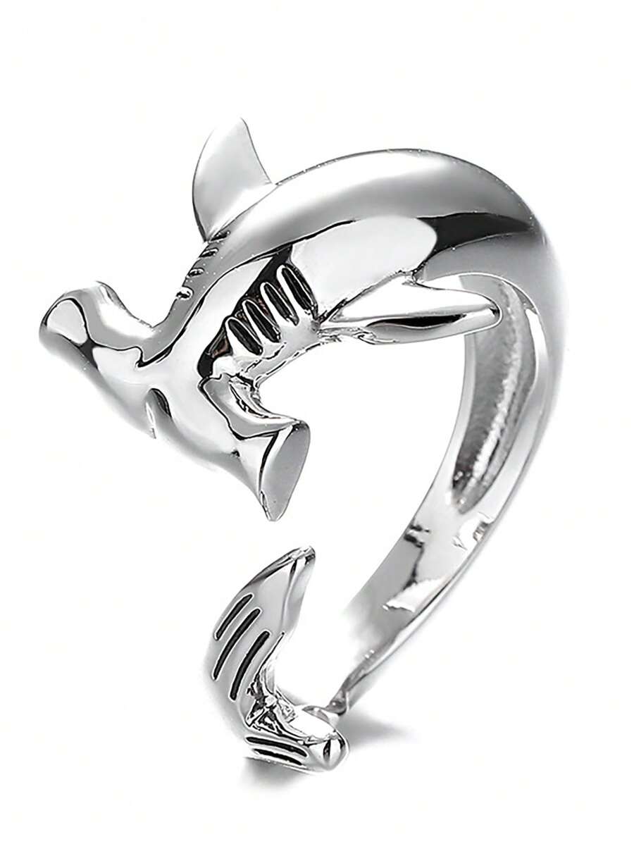 1 vòng đeo tay thiết kế cá mập thời trang dành cho nam nữ để làm quà tặng - Bạc - Xem 1
