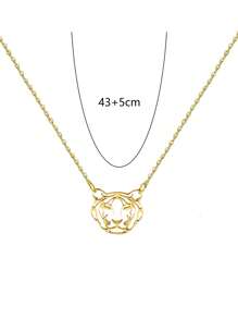 件不鏽鋼虎形鏤空吊墜項鍊，時尚百搭，鍍 18k 金，男女通用 - 彩色 - 查看 3