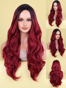 Long Curly Cosplay Synthetic Wig - Red - View 1