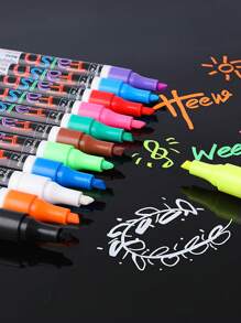12pcs/Set Erasable Liquid Chalk Marker Pens LED Writing Board Glass Window Art Highlighters - Multicolor - View 5