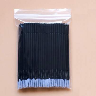 100pcs White And Black Bendable Micro Brushes Disposable Micro Brush Applicators Eyelash Extensions Eyelash Glue Cleaning Brush For Eyelash