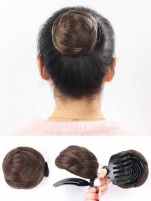 liangyuan Short Synthetic Hair Bun With Insert Comb - Rust Brown - View 1