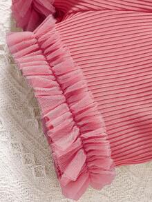 Niñas ribete con fruncido Top tank & Shorts - Rosa - Ver 3