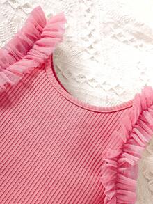 Niñas ribete con fruncido Top tank & Shorts - Rosa - Ver 5