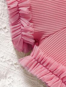 Niñas ribete con fruncido Top tank & Shorts - Rosa - Ver 8