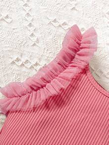 Niñas ribete con fruncido Top tank & Shorts - Rosa - Ver 6