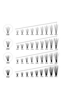 1 hộp 40D C Curl 12MM Lông Mi Giả Tự Làm Cụm Mi Cá Nhân Làn Mi Nối Dài - màu đen - Xem 4