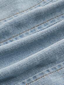 SHEIN MOD Solid Zip Back Tube Denim Top - Light Wash - View 4