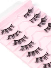 MAGEFY 10對半眼自然交叉全假睫毛，蓬鬆纖細適用於日常和漫畫睫毛，旅行必備品，伸長眼尾 - 黑色 - 查看 5