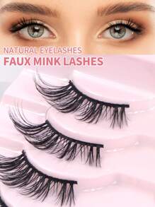 MAGEFY 10對半眼自然交叉全假睫毛，蓬鬆纖細適用於日常和漫畫睫毛，旅行必備品，伸長眼尾 - 黑色 - 查看 7