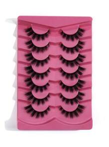 MAANGE 7/21对CC卷翘自然交叉全脸假睫毛，浓密卷翘，适合派对、卡通妆容、旅行必备，附赠眉刷，多功能刷可选 - 黑色 - 查看 4