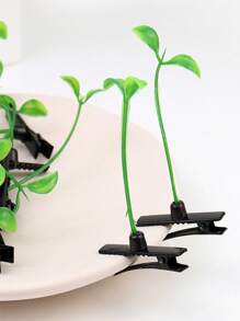 6 chiếc kẹp tóc cá sấu trang trí hình chiếc lá - màu xanh lá - Xem 3