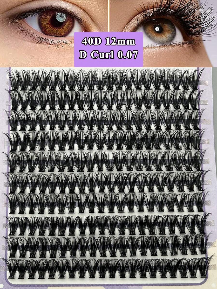 1 hộp Mi giả cá nhân 40D D Curl 12mm - Màu be - Xem 1