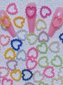 20入組混合珍珠心形美甲飾品 - 彩色 - 查看 1