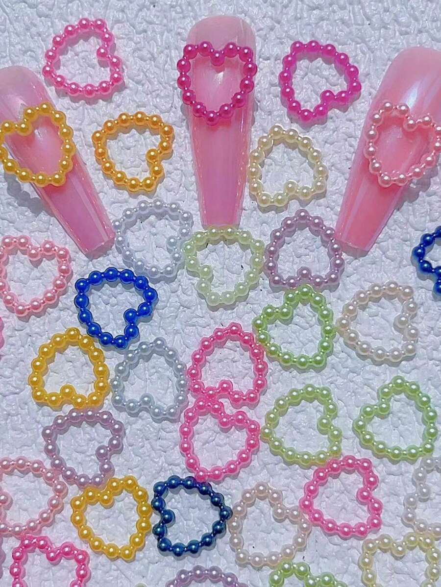 20入組混合珍珠心形美甲飾品 - 彩色 - 查看 1