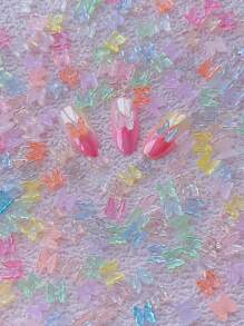 50 cái trang trí nghệ thuật móng tay hình con bướm hỗn hợp - Nhiều màu - Xem 1