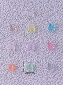 50 cái trang trí nghệ thuật móng tay hình con bướm hỗn hợp - Nhiều màu - Xem 3