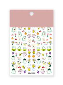 1sheet Heart & Bee Pattern Nail Art Sticker - Green - View 2