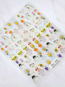1sheet Heart & Bee Pattern Nail Art Sticker - Green - View 3