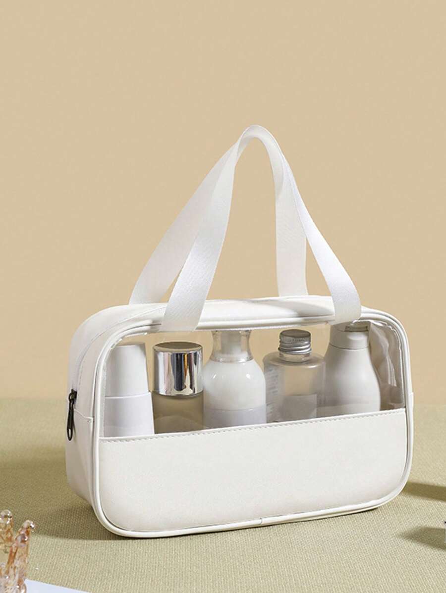 Clear Square Makeup Wash Bag Makeup Bag Storage Makeup Organizer Makeup Case - White - View 1
