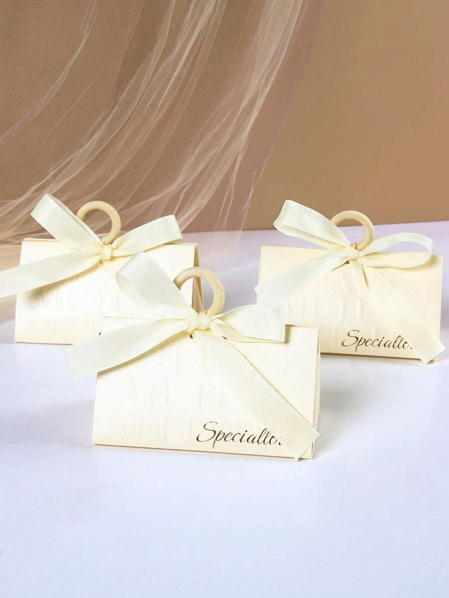 5pcs Letter Graphic Gift Box - Apricot - View 1